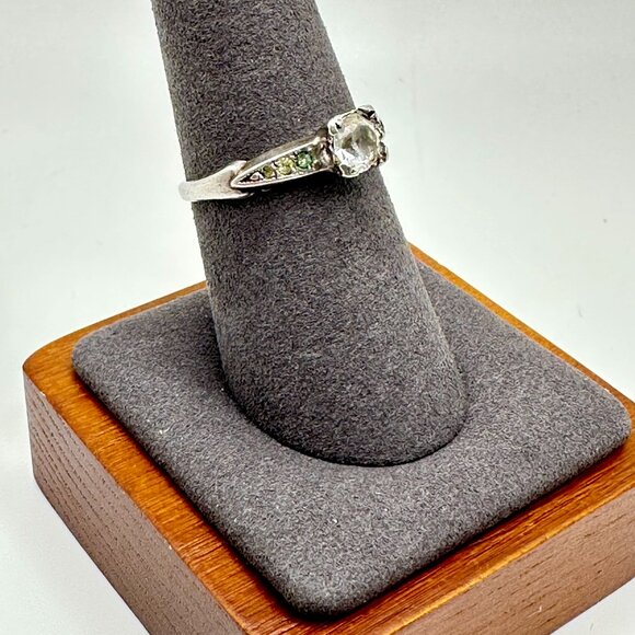 Sterling Silver Art Deco Vintage Paste Engagement Ring - Picture 3 of 9